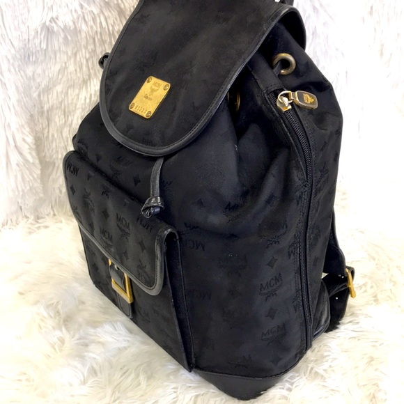 MCM MEDIUM SIDE ZIP BACKBACK MONO JACQUARD  BLACK FIRM SALE main image 15